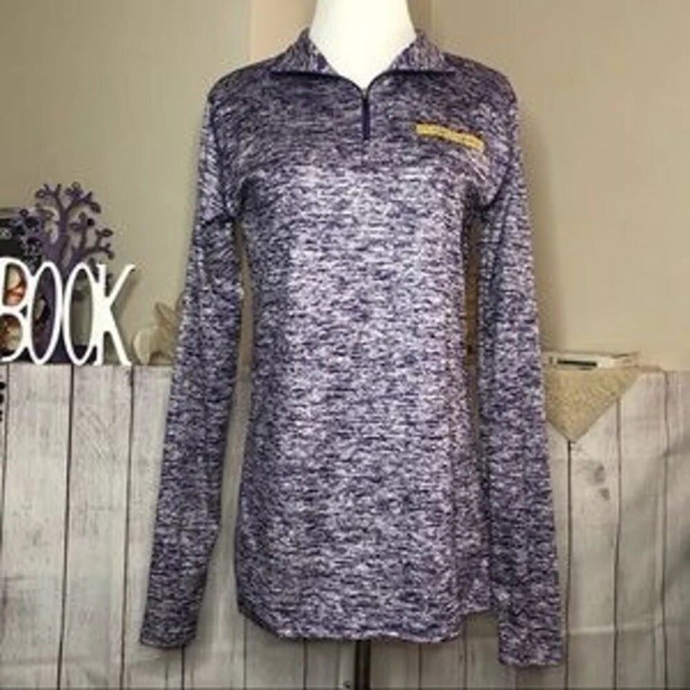 Badger Sport sz M Purple Stretch 1/4 Zip Long Sleeve Athletic Top